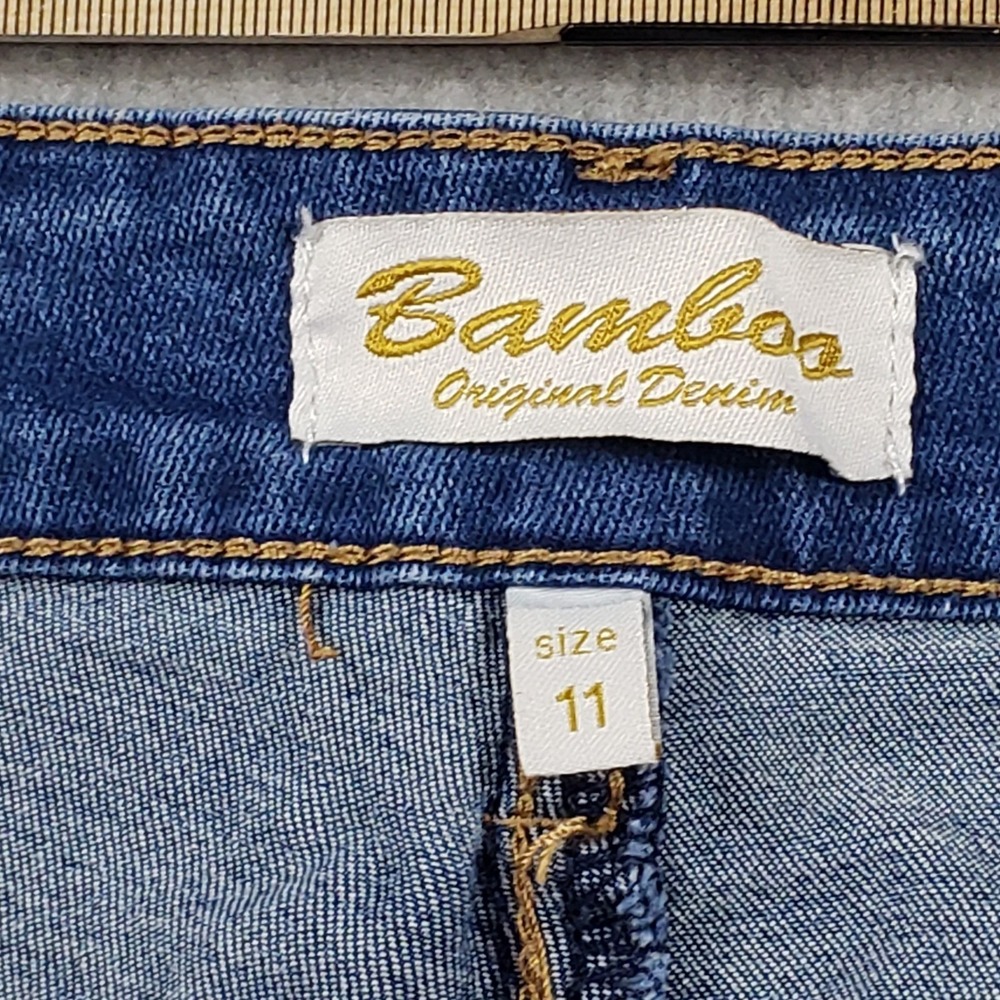 Bambos Original Denim Juniors 11 Embroidered Floral Flare Leg Jeans Boho Y2K - Picture 4 of 13